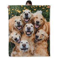 Golden Retriever Smiles Blanket, Cozy Flannel Happy Dogs Throw Blanket, Soft ...