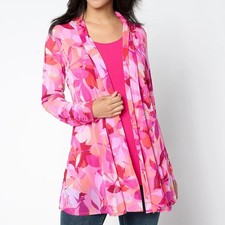 Susan Graver Size 2X Regular Abstract Mesh Cardigan Liquid Knit Tank Set