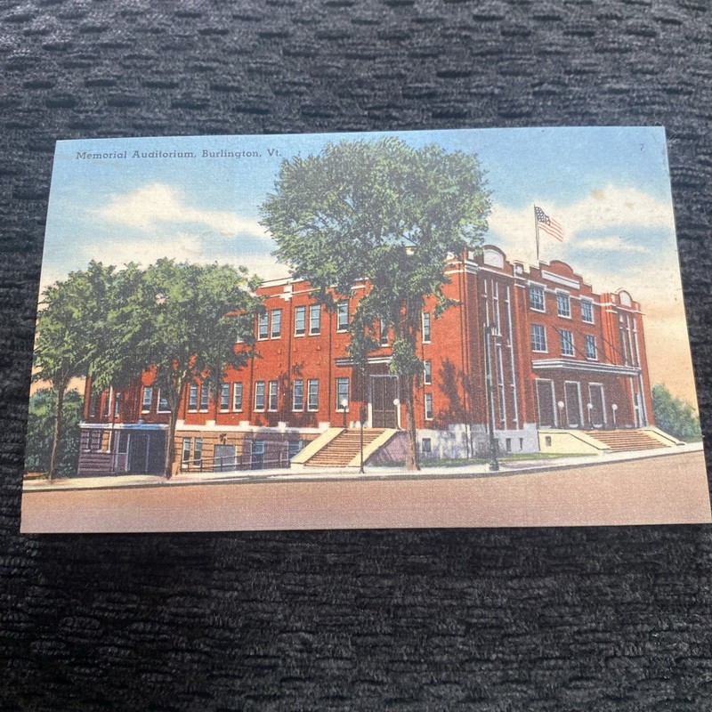 Postcard Memorial Auditorium Burlington Vermont USA