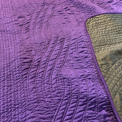100% Silk Queen Comforter Deep Purple And Green Whimsigoth Or Witchy Esthetic