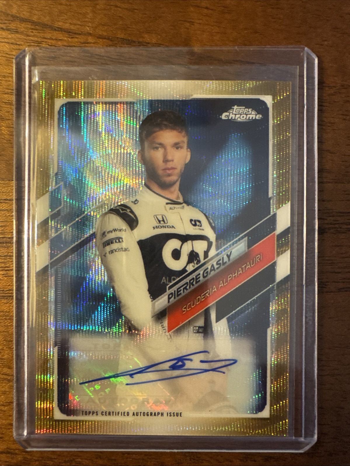 Pierre Gasly 2021 Topps Chrome F1 Auto Gold Wave /50 Alphatauri