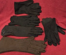Vintage Lot/5 60's Ladies Short Dress Cotton Gloves Black Brown Sz 6 1/2-7