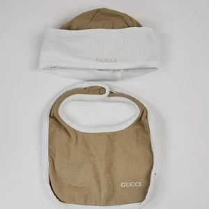 Gucci Bavoir et chapeau bébé 3/6 mois marron bébé mode accessoires excellent état 2014 coton