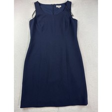 Tahari Arthur S. Levine Navy Blue Sleeveless Sheath Dress Size 14 Career Wear