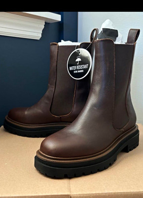 Steve Madden Chelsea Ankle Boots Brown Leather Water Resistant US 5