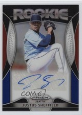 2019 Panini Prizm Rookie Red White & Blue 47/50 Justus Sheffield Auto 16ki