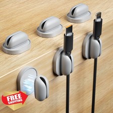 6 Pack Magnetic Cable Clips Cord Holder Under Desk Gray