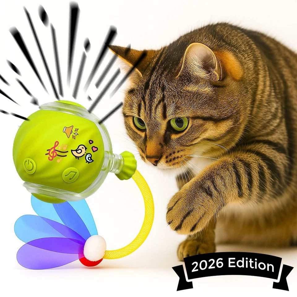 Автоматический шарик на роликах для кошек — перезаряжаемая умная интерактивная игрушка, прочный - Изображение 2 из 4