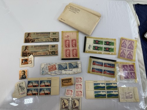 Mixed Lot Vintage Stamps Ephemera LOTERIE NATIONALE US Canada philatelic