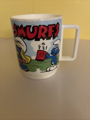 Smurfs Deka Cup Plastic Kids Mug w/handle 10oz Smurfette Vintage 1980