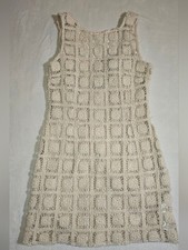 MINKPINK NWT Cream Crochet Cotton Mini Dress Boho Coastal Festival Lining Small