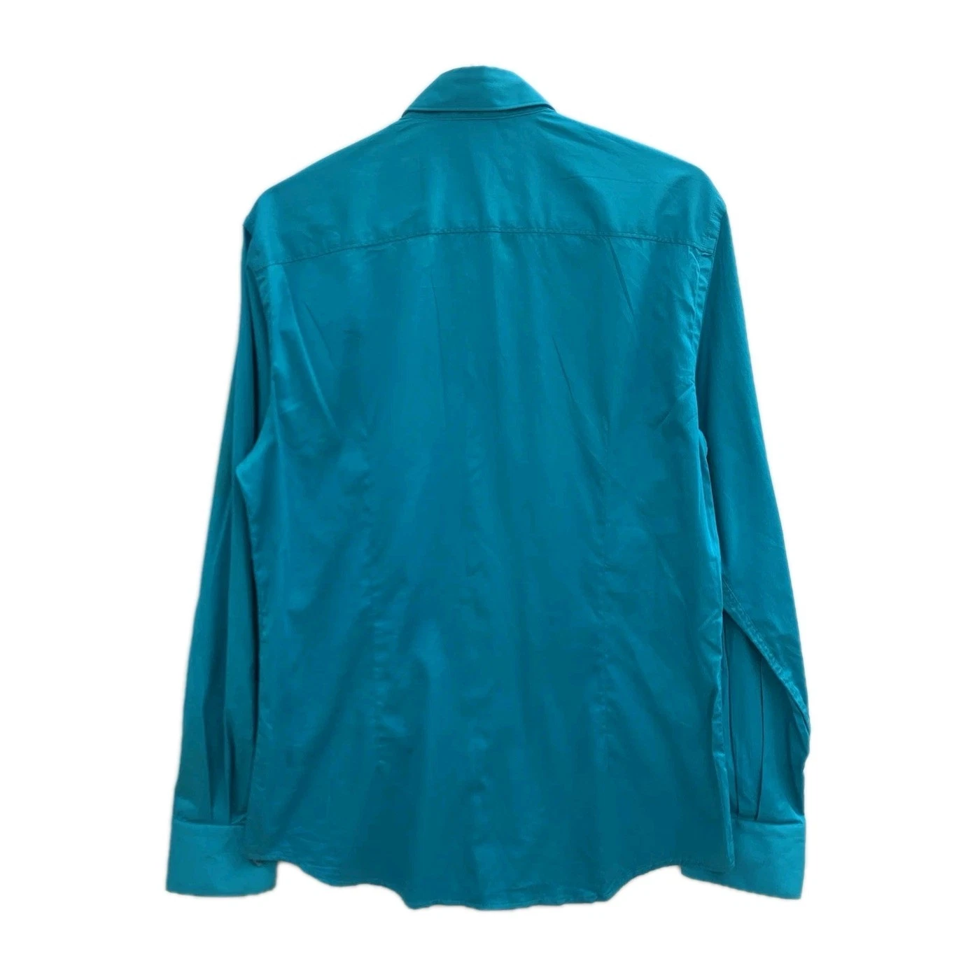 Versace Collezione Abito Camicia 151 2 39 Raso Turchese Slim Fit #C7 Ha Macchie