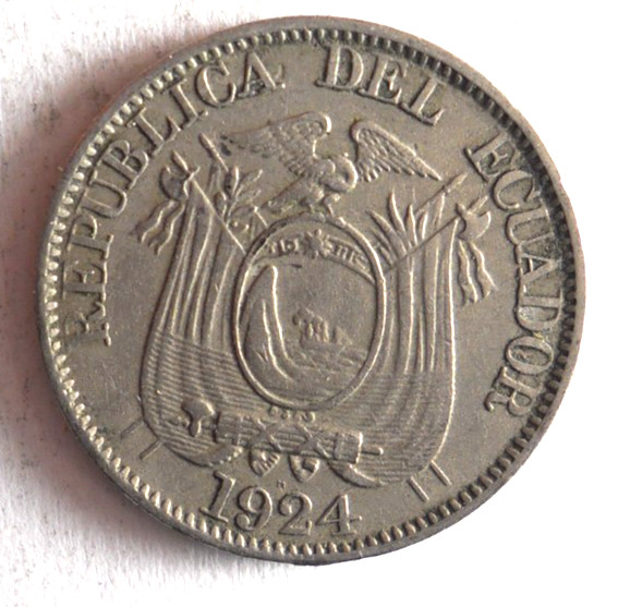 1924 ECUADOR 10 CENTAVOS - RARE Uncommon Vintage Coin - Lot #J24