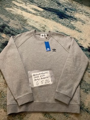NWT Adidas Originals Trefoil Essentials Crew Sweatshirt Grey Men s Sz L FRESHIP