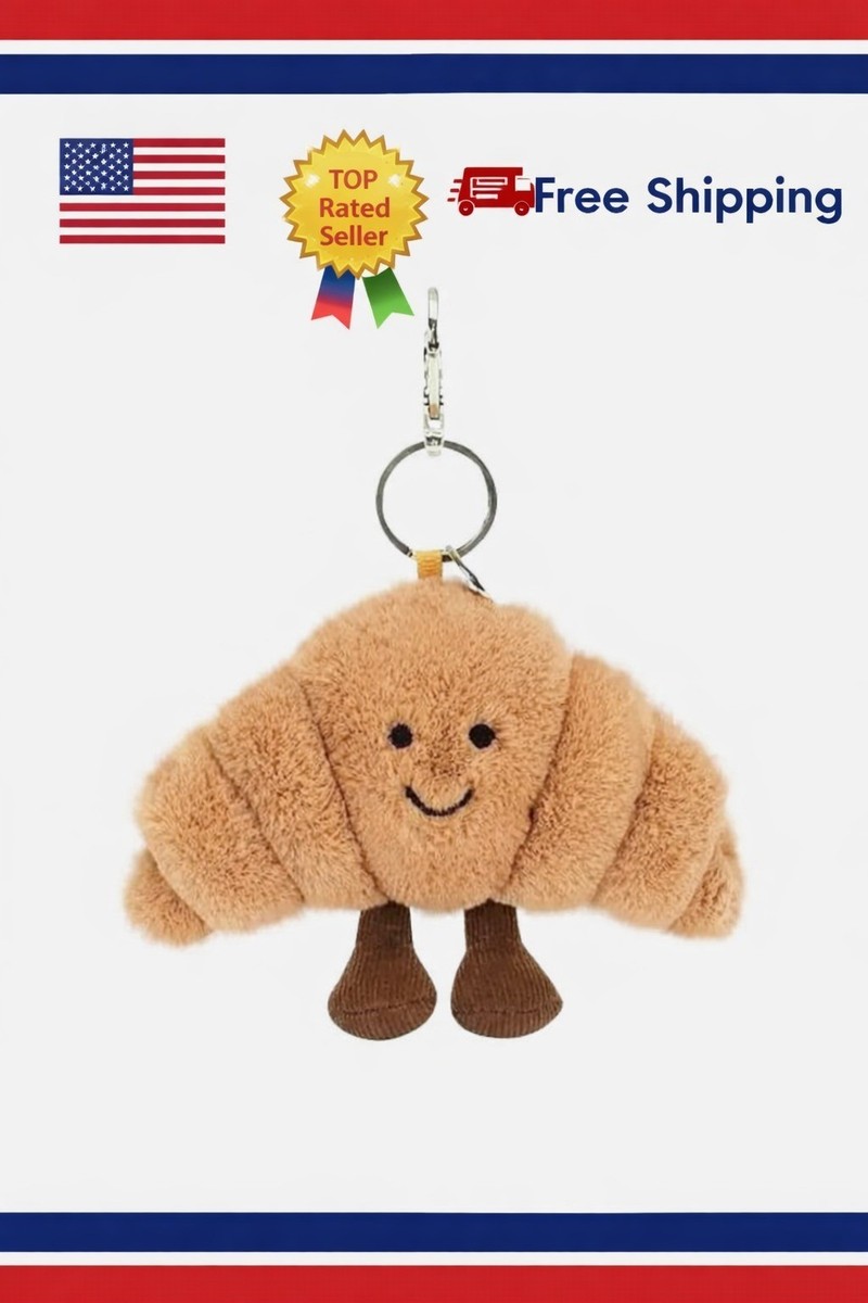 Jellycat Amuseable Croissant Bag Charm Plush Keychain Soft Cute