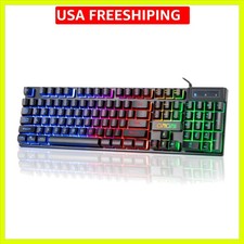 Wired Gaming Keyboard, 104 Keys Full Size, with Anti-Ghosting and Multimedia ...