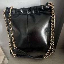 Women s Black Large Solid Shoulder Bag Drawst...