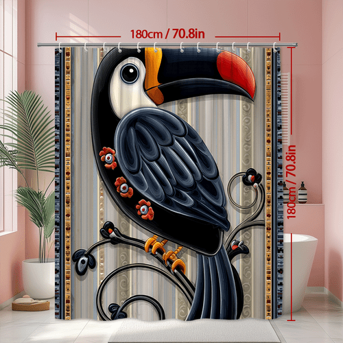 Tukan Duschvorhang Tropischer Vogel Grafikdruck - Bild 3 von 6