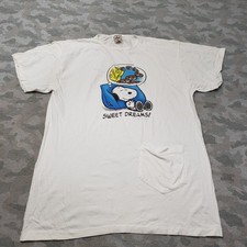 Vintage Snoopy Top Womens One Size White Short Sleeve Single Stitch Made In USA