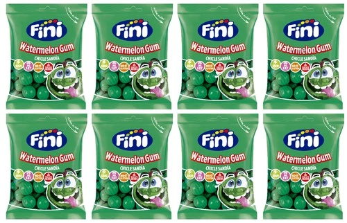 8 FINI WATERMELON Shape Bubble Gum with Fizzy Seeds Filling 90g 3.2oz