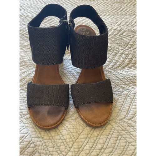 Tom’s Women’s Majorca Cutout Black Canvas Boho Open Toed Heels Size 11 Wide - 第 4/8 張圖片