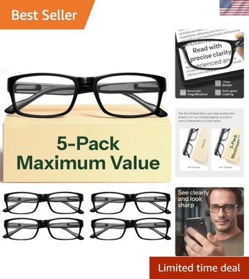 Comfortable 1.5X Spring-Hinge Reading Glasses - Stylish Blue Light Set of 5