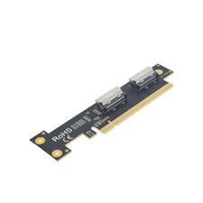 PCIe 5.0 x16 to 2 MCIO x8 Adapter Card for 4 U.2 NVMe SSD Side Top Black