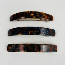 3 Tortoise Shell Color Barrettes Made in France Hair Clips