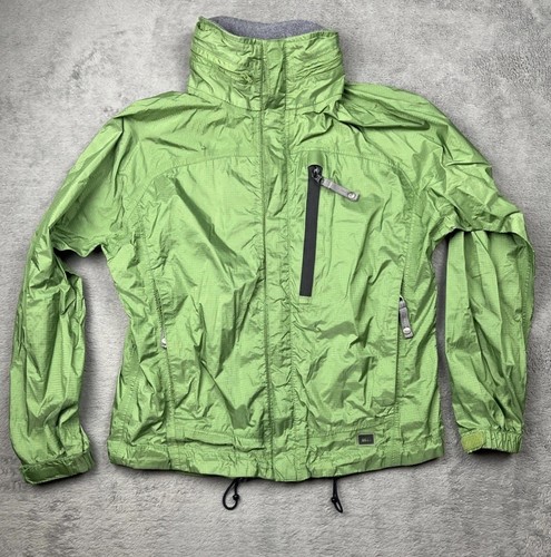 REI- Kid Rain/windbreaker Jacket- Green Zip Away Hood-kids Youth8/10 - Picture 2 of 11