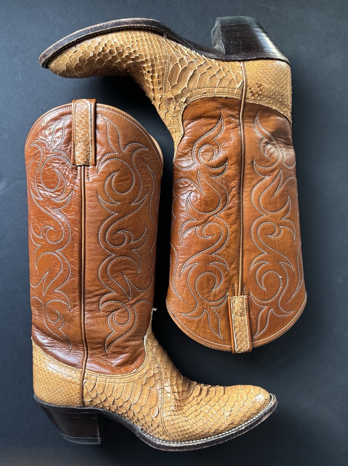 Dan Post Python Snakeskin Women’s 7.5 Leather Wes… - image 1