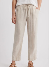 Caslon Tie Waist Taper Linen Pants - Flax Size Small