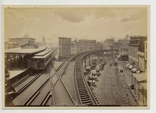Vintage 1882 Elevated Railroad Chatham Sq, Bowery Chinatown NYC Albumen Photo