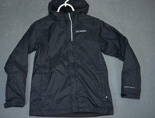 Columbia Boys Watertight Jacket Rain Coat Black Omni-Tech Size Medium 10-12