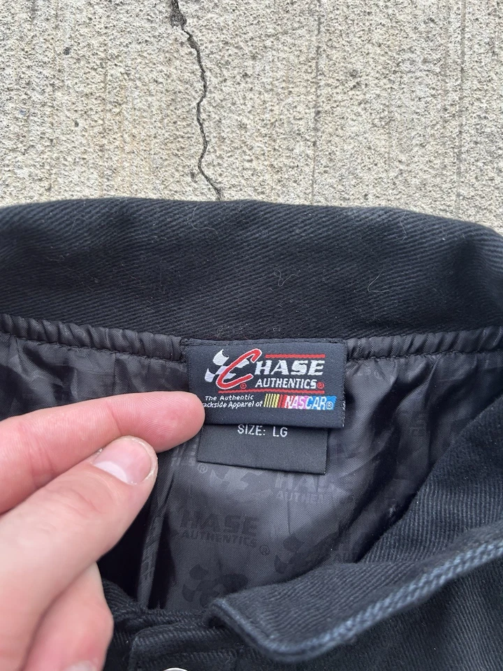 Chaqueta de Colección Chase Mac Tools Para Hombre Grande Negra Roja Cosida Llamas Mangas Foto 3 de 4