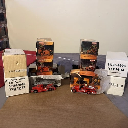 Lot Of 9 Matchbox Vintage Toy Fire trucks Tankers Pickup Pump And Hose Truck