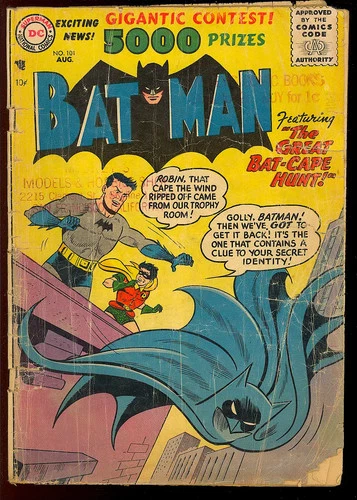 Batman #101 Unrestored Late Golden Age Superhero Vintage DC Comic 1956 FR