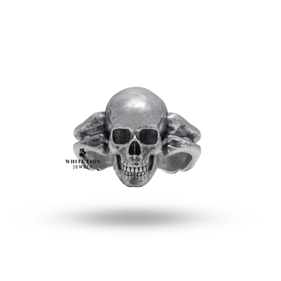 Gotico Osso & Teschio Motociclista Rider 925 Argento Sterling Da Anello Birthday - Immagine 2 di 4