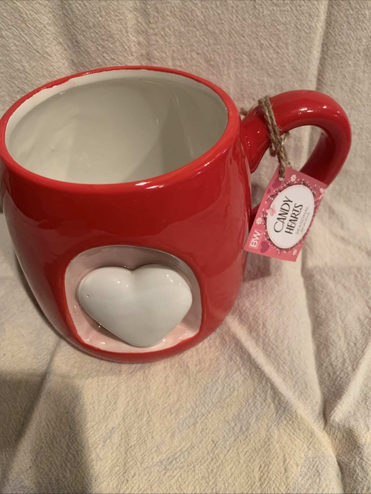 Valentines Day Candy Hearts Love Mug in White and Red