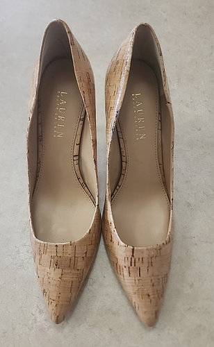Lauren Ralph Lauren Adena Womens Glazed cork pointed toe pump heels Size 9 B - Picture 3 of 9