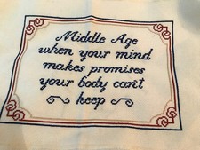Crosstitch  Middle Age  Quote 8 1/2  X 14  
