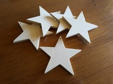 5 Holzsterne Stern Sterne mit Befestigungsloch zum Aufhängen ca 11cm 