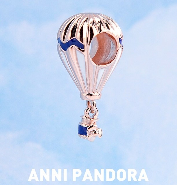 PANDORA Genuine Blue Hot Air Balloon Travel Charm Rose Gold Limited
