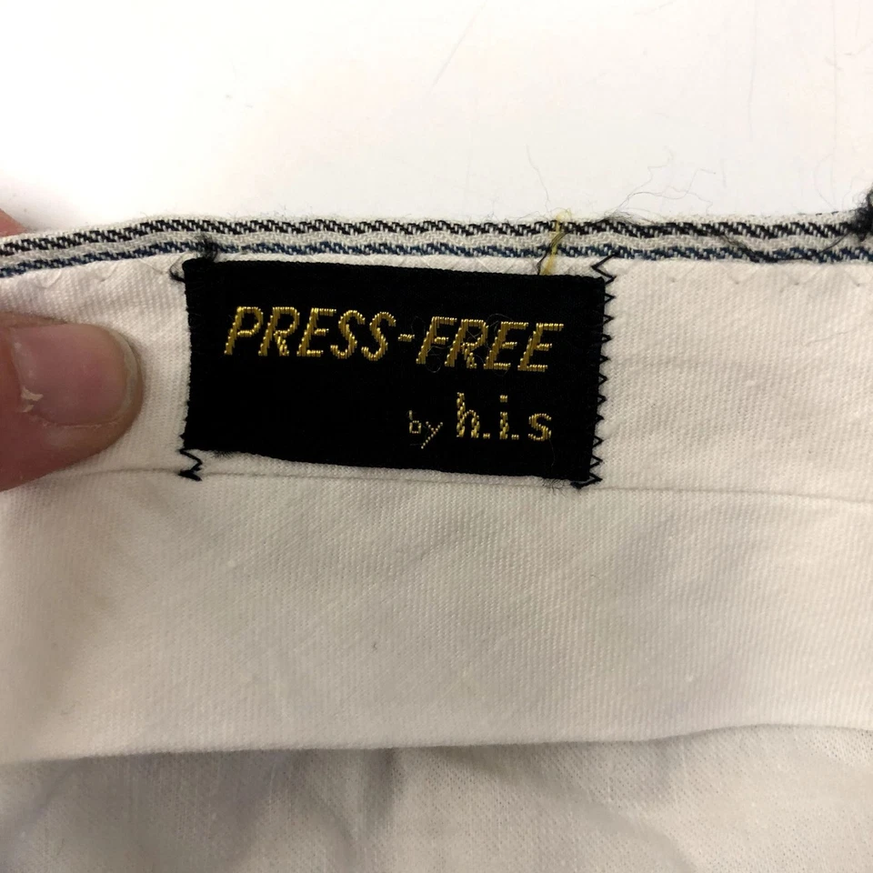 Vtg 50's HIS Black Blue STATIC STRIPE Trousers ROCKABILLY Dress Pants 32/31 - Image 3 of 4