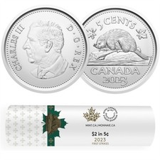 2023 CANADA 5 CENTS KING CHARLES III FIRST STRIKES SPECIAL WRAP ROLL 40 NICKELS