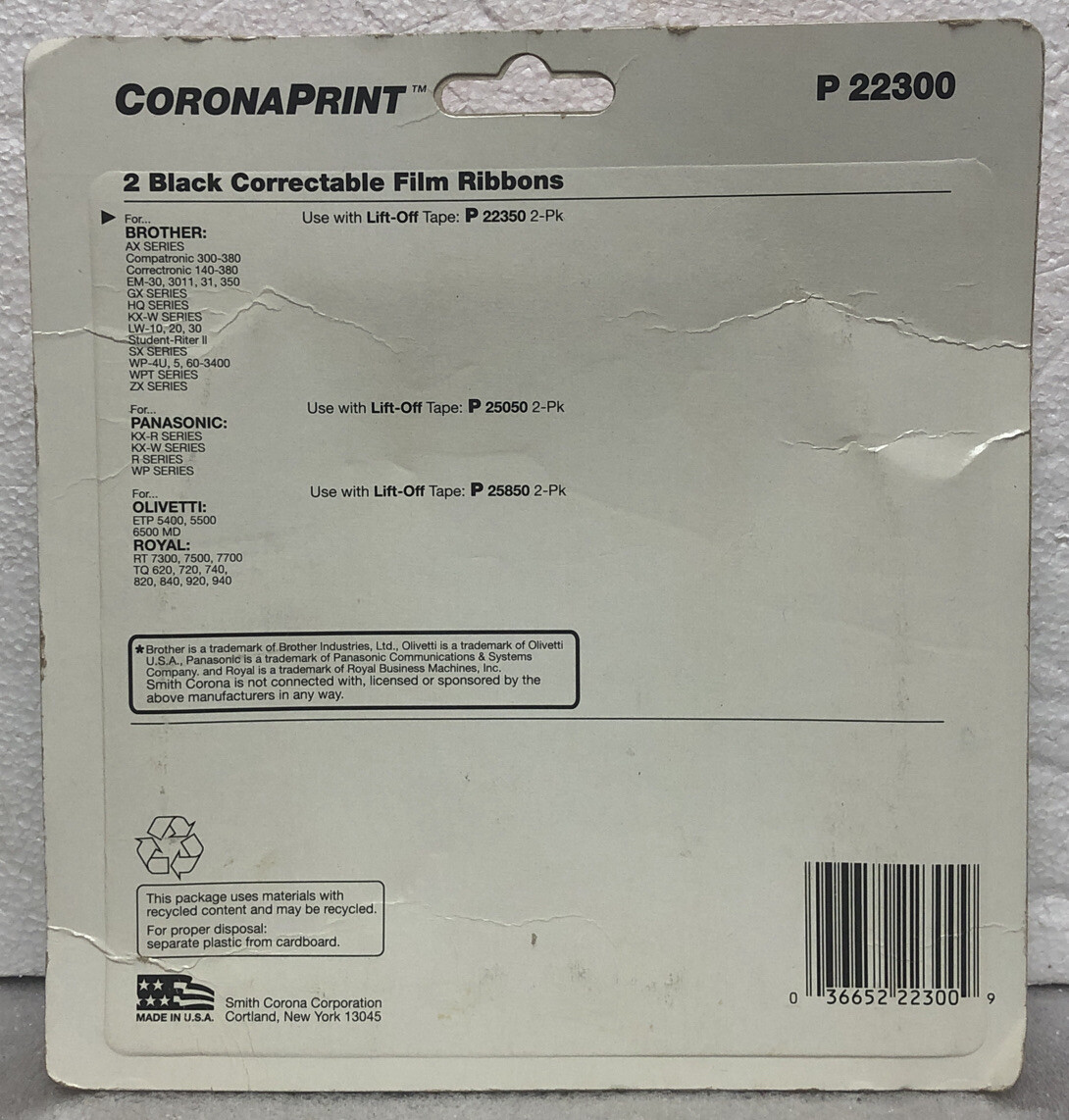 Corona Print 2 Correctable Black Film Ribbons P Series 22300 Made