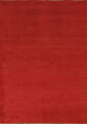  Handmade Gabbeh Solid Design Wool Modern Rug - Red''  4x6 ft