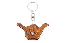 Hawaiian Hang Loose Design Wood Keychain - Hand Painted, Aloha, Hawaii Souvenir