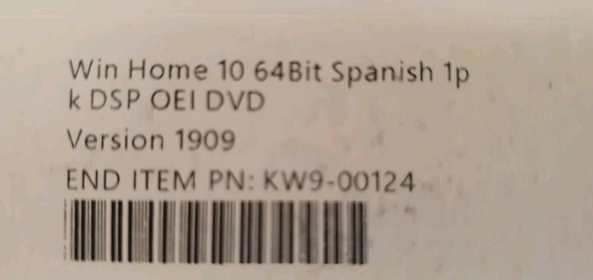 Microsoft Windows Home 10 64Bit Spanish 1pk DSP OEI DVD Listing A