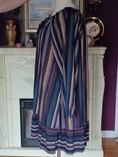 Suzanne Betro Navy & Purple Strip, Ruffle Hem, Tie Neck, Shift Dress Size 3X NWT