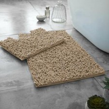 2 Piece Loop Bath Mat Ultra Soft Bathroom Rug Anti Slip Toilet Rug Pedestal Set